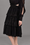 Black layered sequin evening dress