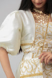 Girls' oriental jalabiya embroidered with puff sleeves, sugar-coloured 