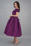 Taffeta midi dress, mauve color