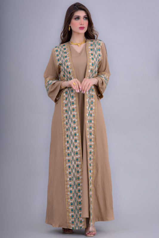 Jalabiya with beige embroidered coat