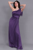 Purple one-shoulder satin Perkins evening dress