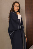 Bohemian sweater coat with cardigan sleeves, navy blue 