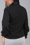 Black georgette shirt with ruffle collar 