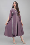 Satin cape dress with shawl shoulder design, mauve color