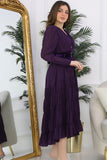 Solid color dress with ruffled layers, purple 