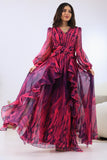 Fuchsia ruffled maxi dress