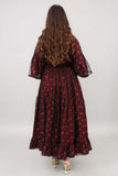 Galabiya Shalki, style of gala dress, burgundy color 