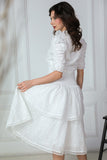 White blouse and skirt set with split design