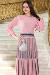 Pink round neck maxi dress
