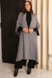 Bohemian sweater coat with cardigan sleeves, gray 