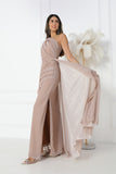 Rose gold one shoulder sparkly jersey dress 