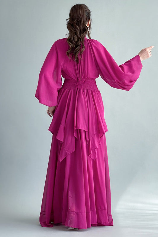 Zam closh dress with high neck, fuchsia color